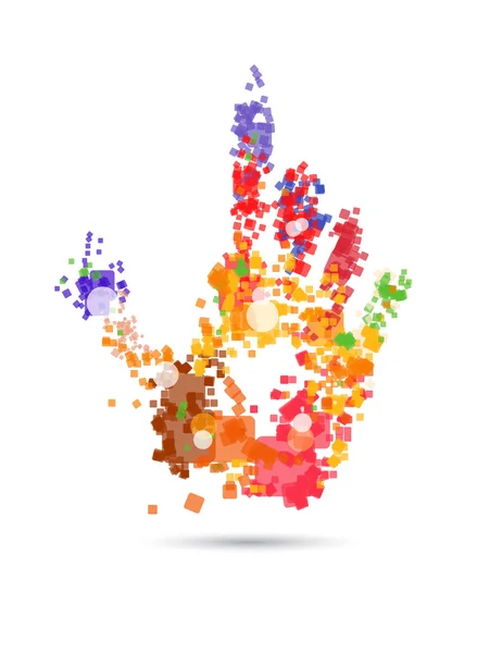 Крупный план разноцветного отпечатка руки на белом фоне — стоковый вектор