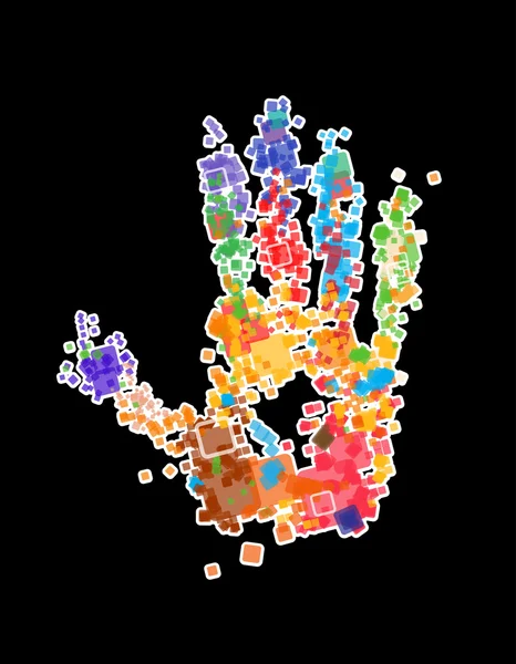Detail barevné vektorové rentgen ruky tisku na černém pozadí — Stockový vektor