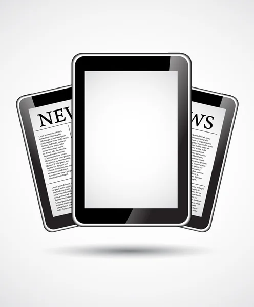 Taze Haberler gösterir bir tablet pc kümesi — Stok Vektör
