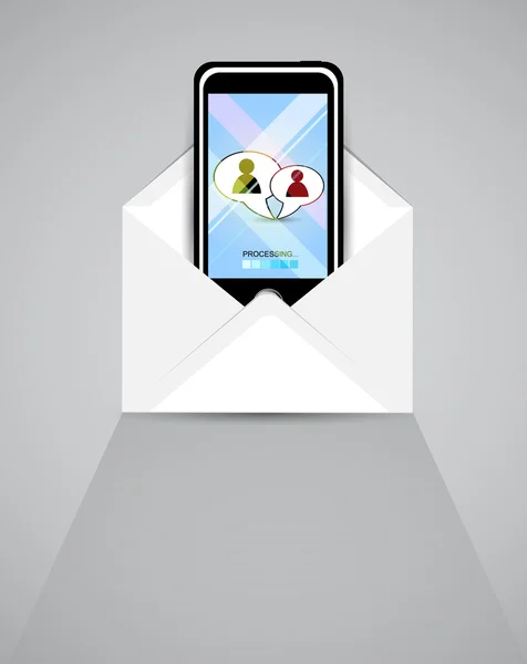 Smart phone inviare e ricevere lettere — Vettoriale Stock