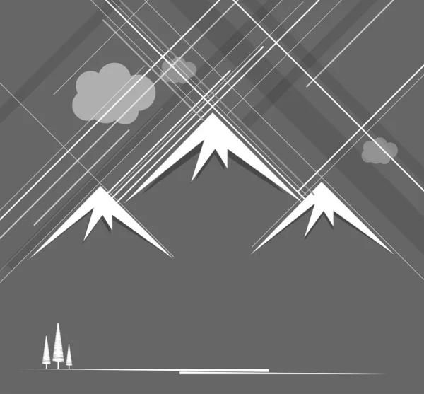Abstract raining mountains with clouds — Stock Vector