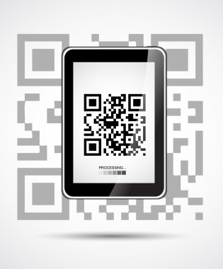 qr kod gösterir bir tablet pc masaüstü