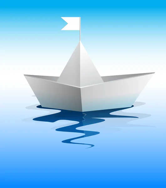 Paper boat in blue water vector format — Stock Vector