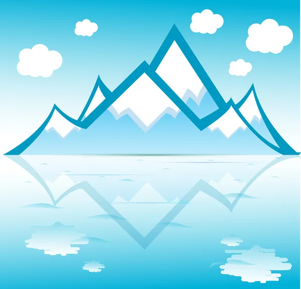 Mountain with clouds reflected on water vector format — Stock Vector