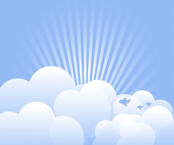 Nube de fondo con rayos vector — Vector de stock