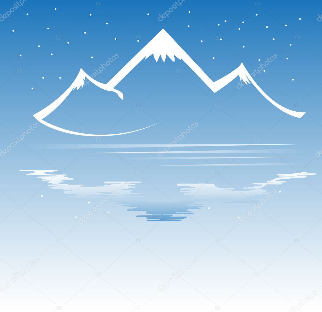 Mountain reflected on water vector format