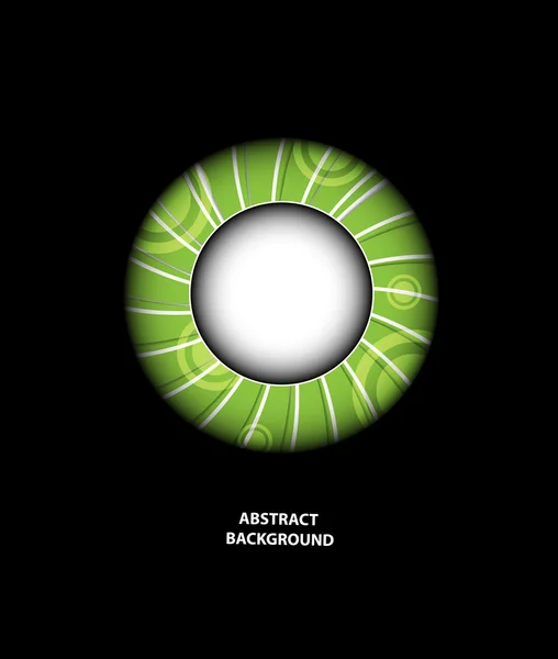 黒の背景の真ん中に抽象的な緑色の円 — ストックベクタ