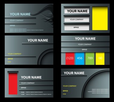 Set of dark business cards clipart