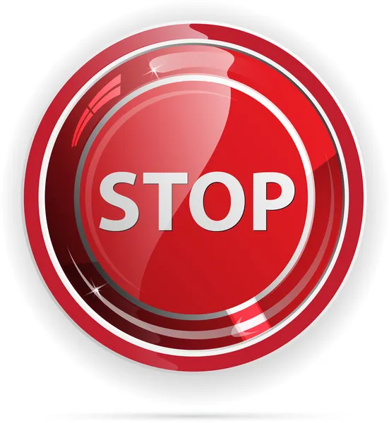 Botón de señal de stop brillante para aplicaciones web. formato vectorial — Vector de stock