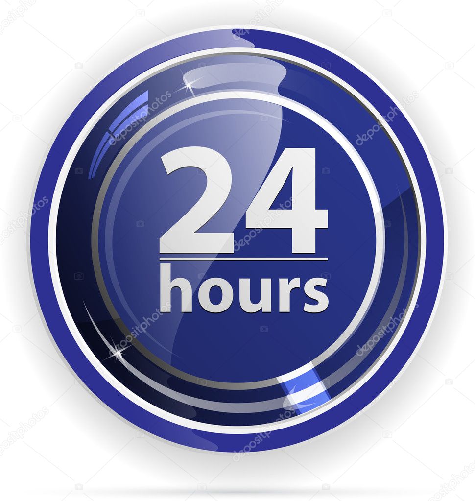 Glossy 24h Service button for web applications. vector format