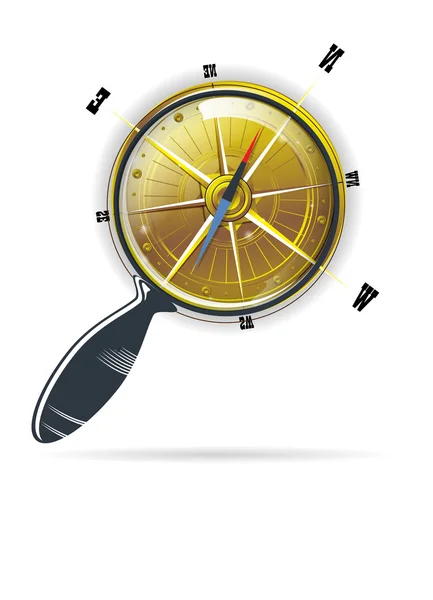 Vergrootglas zoek glas kompas vector — Stockvector