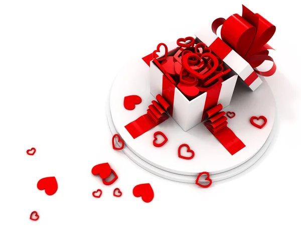 Otwórz pudełko pełne czerwony innej formie serca — Zdjęcie stockowe