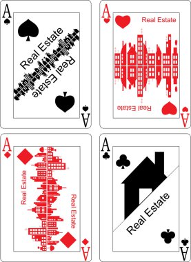 Real estate on the playing cards clipart