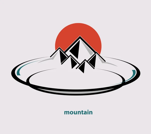 Montagne sur la plaque format vectoriel — Image vectorielle