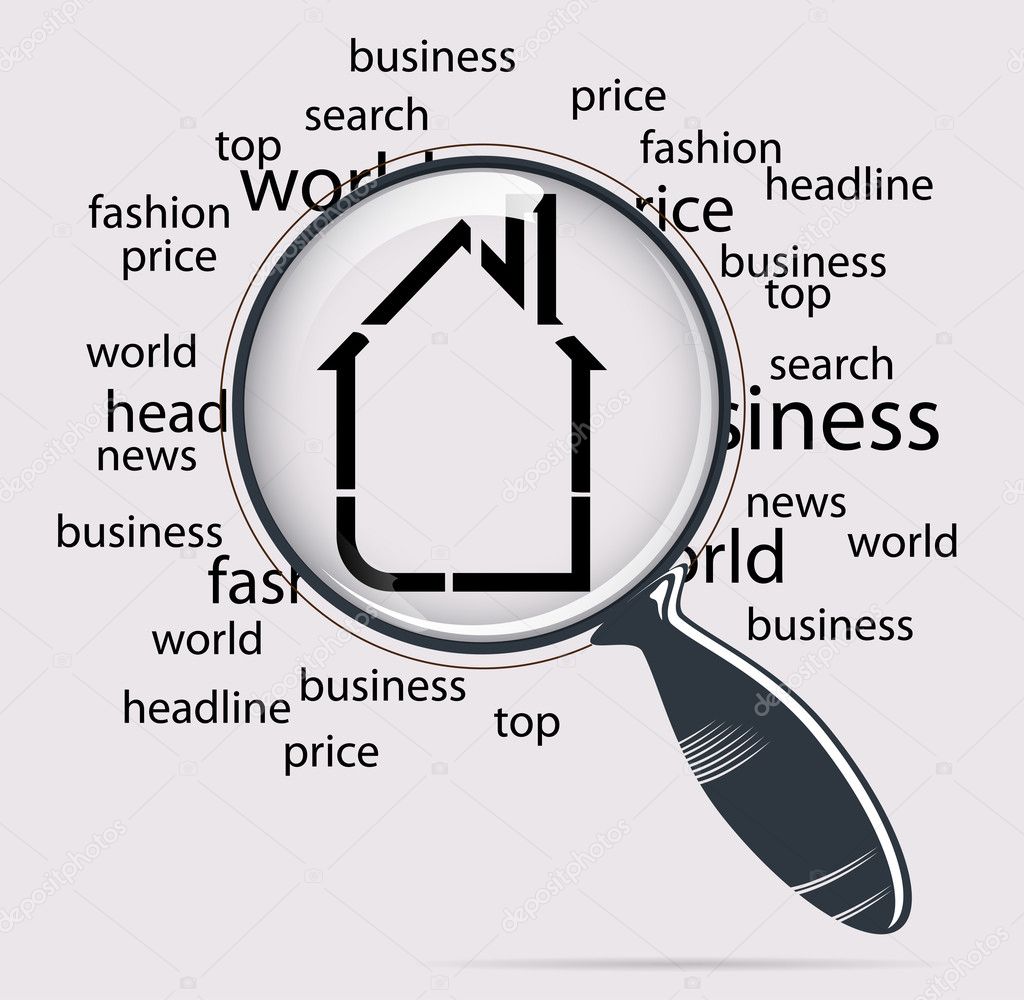 Real estate with magnifying glass vector