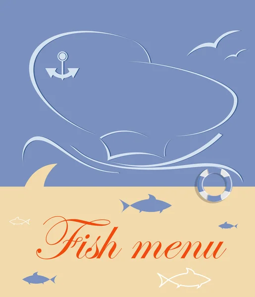 Menu de peixe para restaurante — Vetor de Stock
