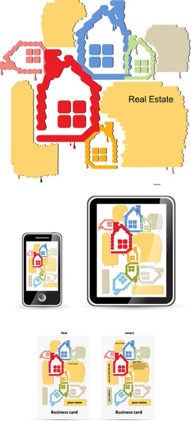Style immobilier pour ensemble d'appareils et vecteur de cartes de visite — Image vectorielle