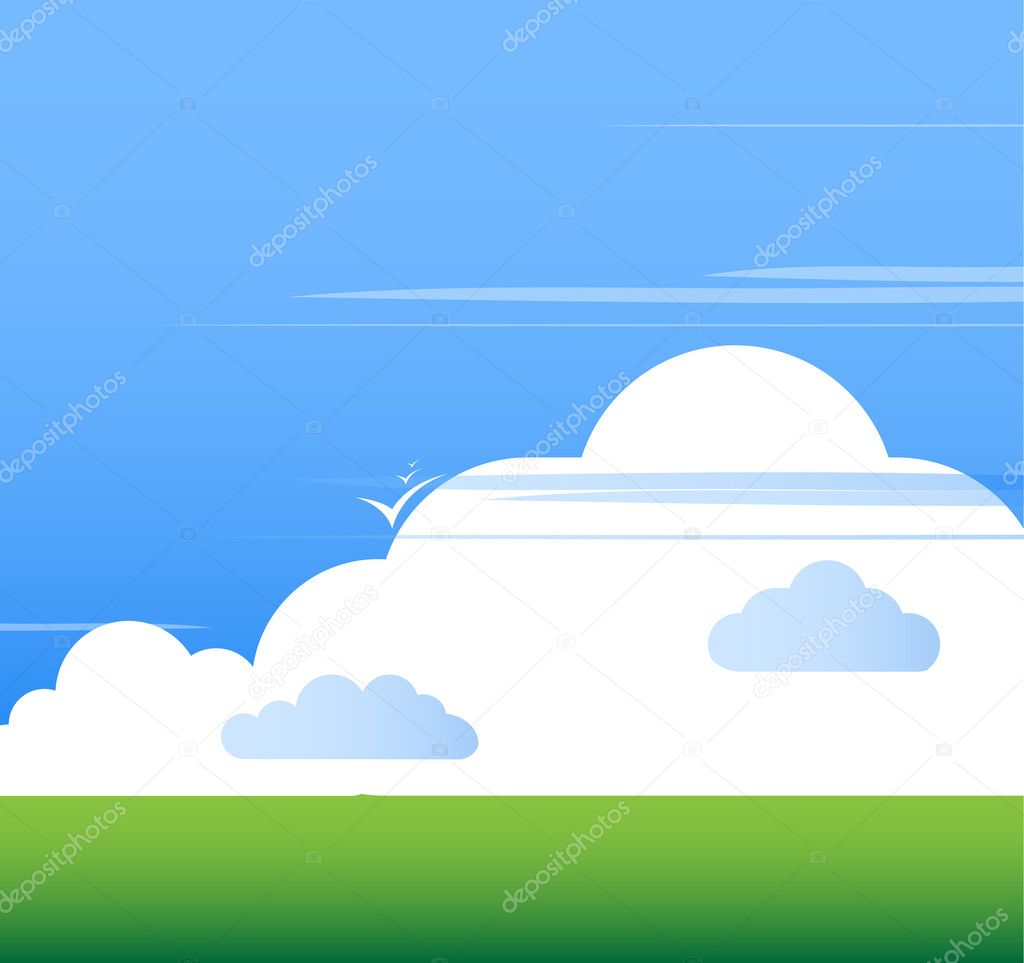 Cloud background with grass vector