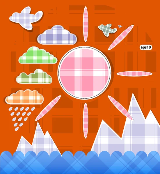 Set di oggetti meteo con vettore nuvole — Vettoriale Stock