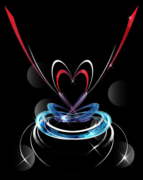 Abstract technology heart on dark background — 图库照片