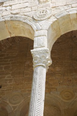 Column and shield in Santa Maria del Naranco clipart