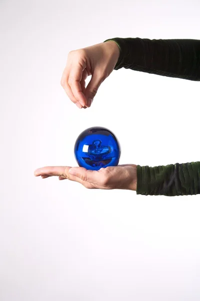 Magic blue ball wizard — Stock Photo, Image