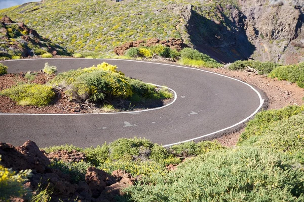 Große kurvenreiche Straße bei La Palma — Stockfoto