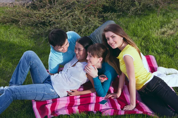 Young group laying in group — Stock Photo, Image