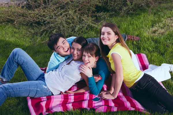 Young group laying in group — Stock Photo, Image