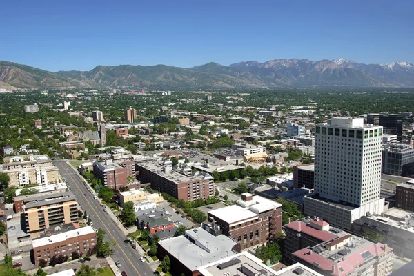 East Salt Lake city, city view and mountains Utah. Royalty Free Stock Photos