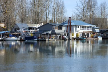 Floating houses and boats, Portland OR. clipart