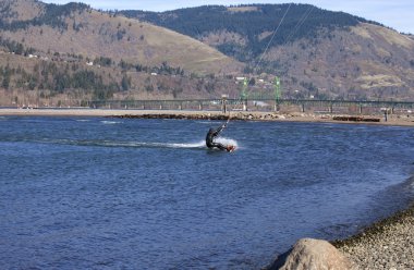 Wind surfing on the Columbia River, Hood River OR. clipart