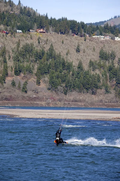 Wind surfer riding the wind, Hood river OR. — Stock Photo, Image