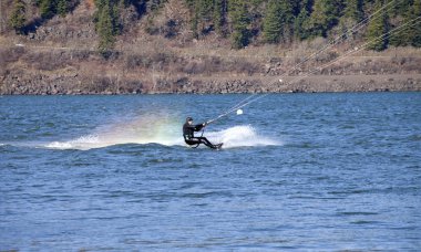 Wind surfing on the Columbia River, Hood River OR. clipart