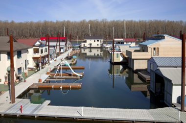 Floating homes neighborhood, Portland Oregon. clipart