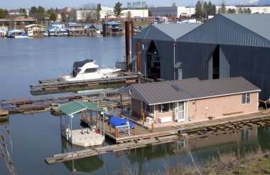 Floating repair dry dock for power boats. clipart