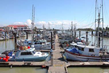 Marina & moored fishing boats in Richmond BC Canada. clipart