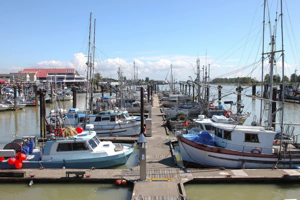 Marina & afgemeerd vissersboten in richmond bc canada. — Stockfoto