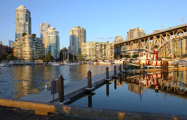 Sunset in Granville island Vancouver BC Canada. — Stock Photo, Image