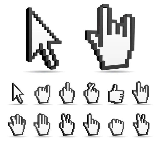 Cursore, icone del segno della mano . — Vettoriale Stock