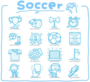 Hand drawn soccer,sport icon set clipart