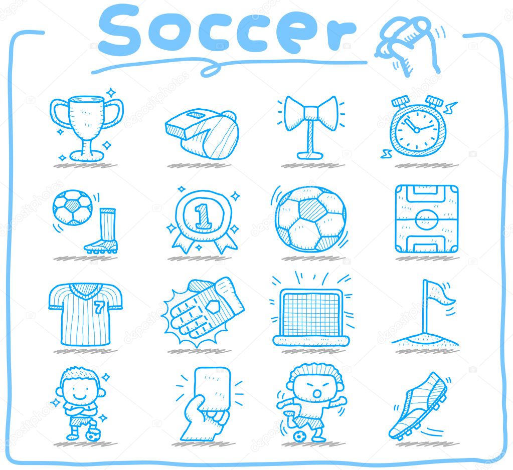 Hand drawn soccer,sport icon set