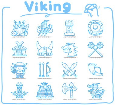 elle çizilmiş viking korsan Icon set