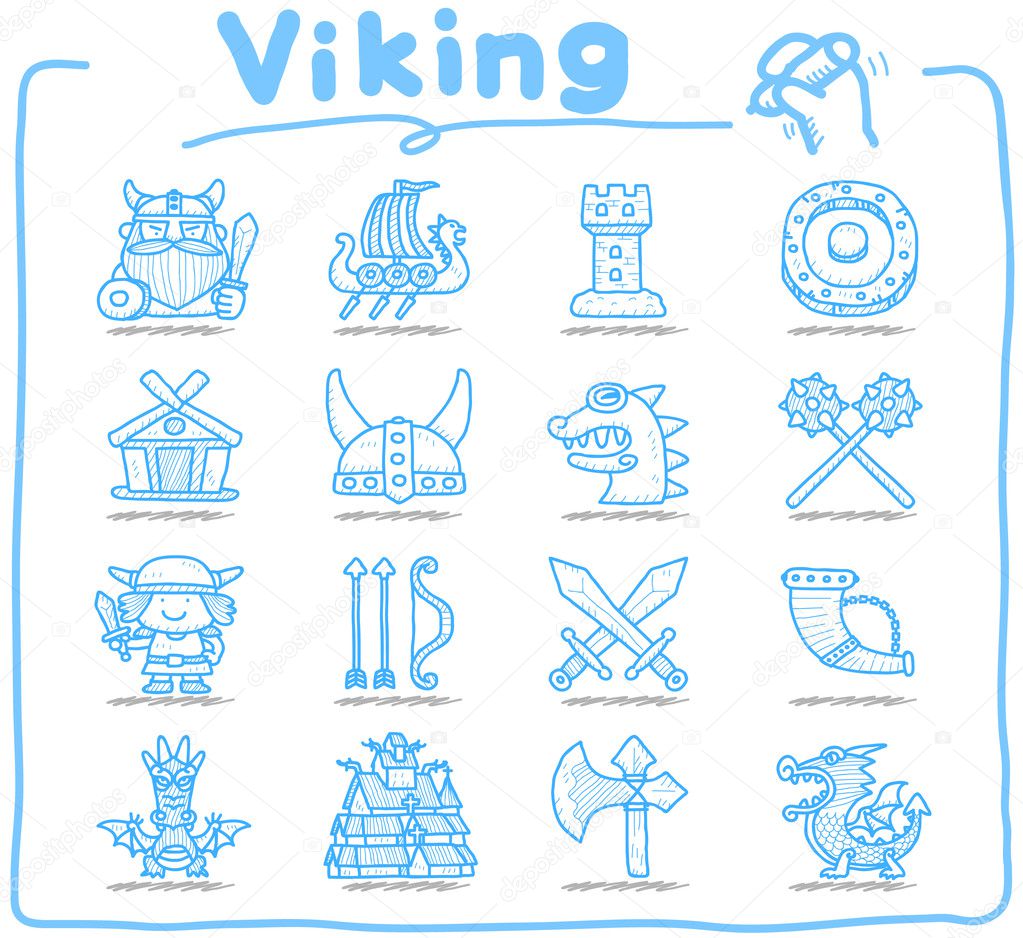 Hand drawn Viking Pirate icon set