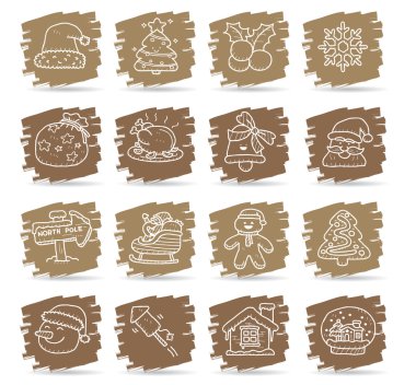 Hand drawn Christmas,Holiday icon set clipart