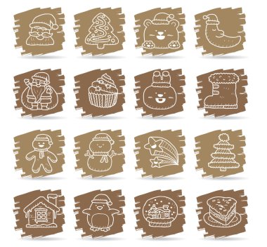 Hand drawn Christmas,Holiday icon set clipart