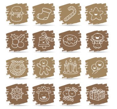 Hand drawn Christmas,Holiday icon set clipart