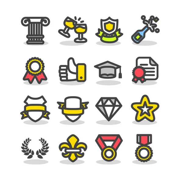 Conjunto de iconos de premios y premios — Vector de stock