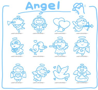 Hand drawn Angel icon set clipart