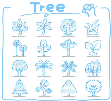 Hand draw tree icon set clipart